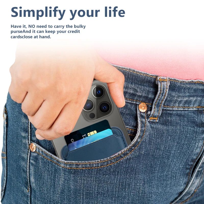 In Stock Detachable Slim Minimalist Cell Phone Wallet Magnetic Leather Phone Card Holder for Back of Phone