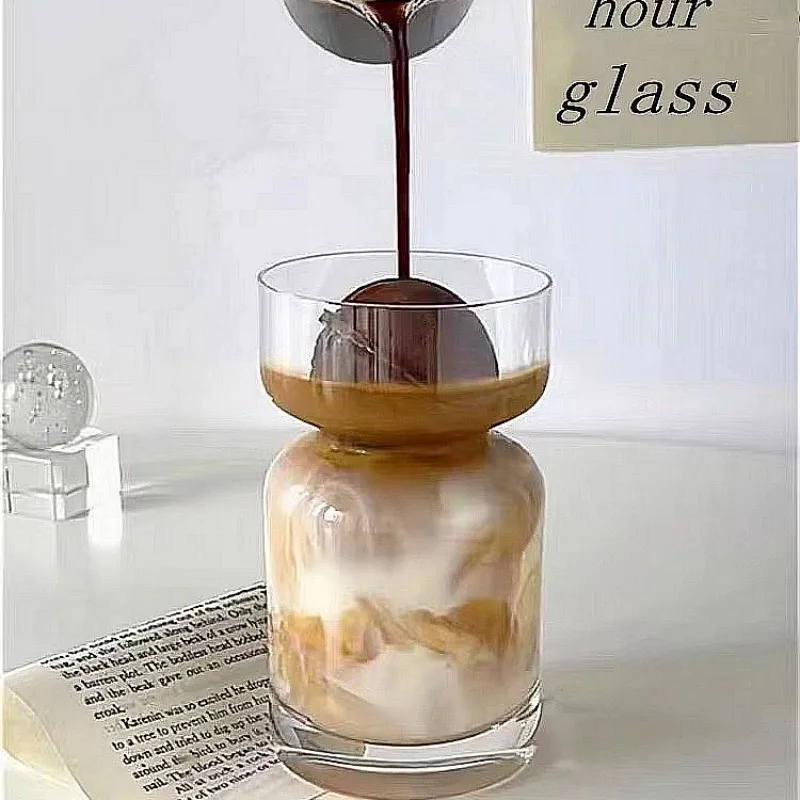 Nordic Saturn Time Hourglass Tumbler Net Red Ins Restaurant Creative Iced Latte Coffee Mug Juice Milk Tea Beverage Glass Cup
