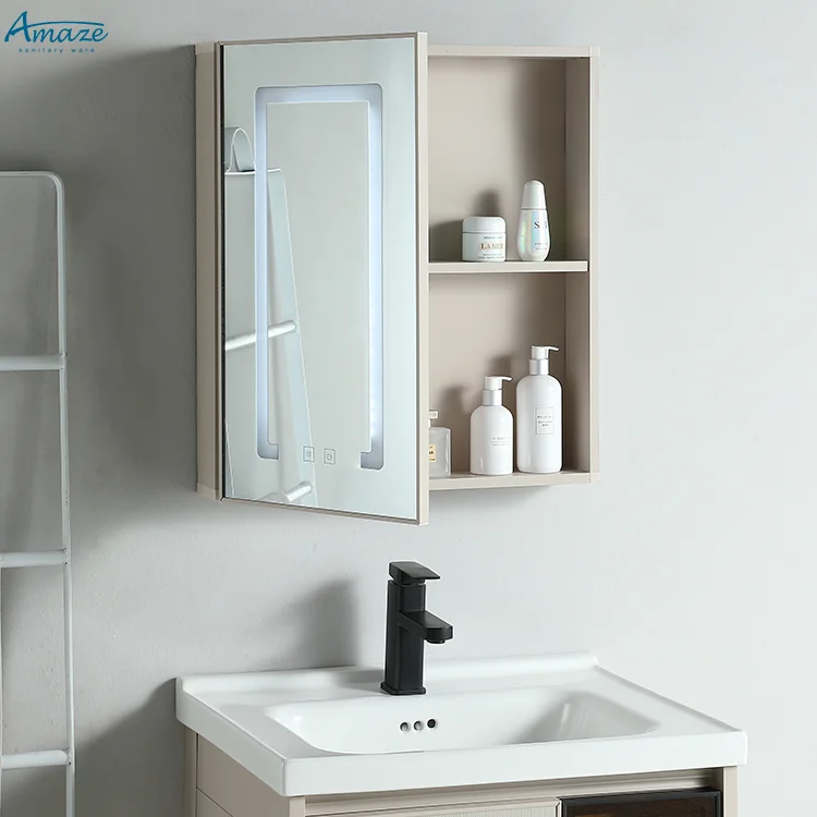 New design wholesale vanity basin bathroom furniture sink wall mounted bathroom mirror cabinet supplier