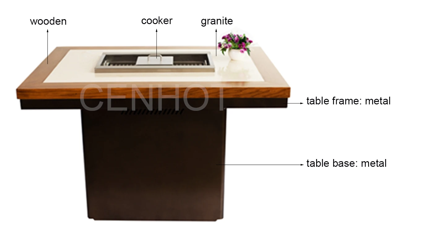 CENHOT Hot Pot With Korean Barbucue Grill Table For Restaurant