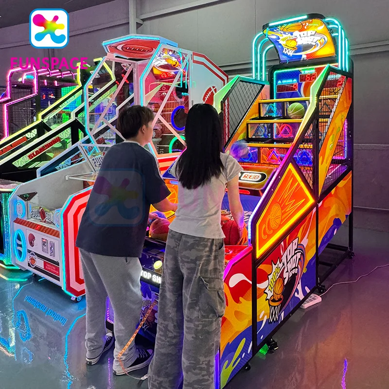 Funspace New Coin Operated Two Player Tic-tac-toe Shooting Game  Machine Arcade Game Hoop Basketball Arcade Game Machine