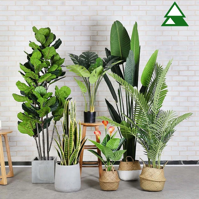Paradise Palm Outdoor Indoor Home Ornamental Small Large Big Fake Potted Plante tree Artificial kwai Palm Tree Plants for Sale