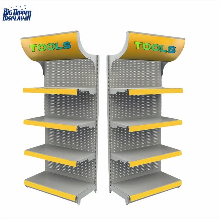 Custom Metal Hardware Store Display Racks Stands Floor Style Pegboard Display Stand Ferreteria Hooks Shelves Steel Iron Retail