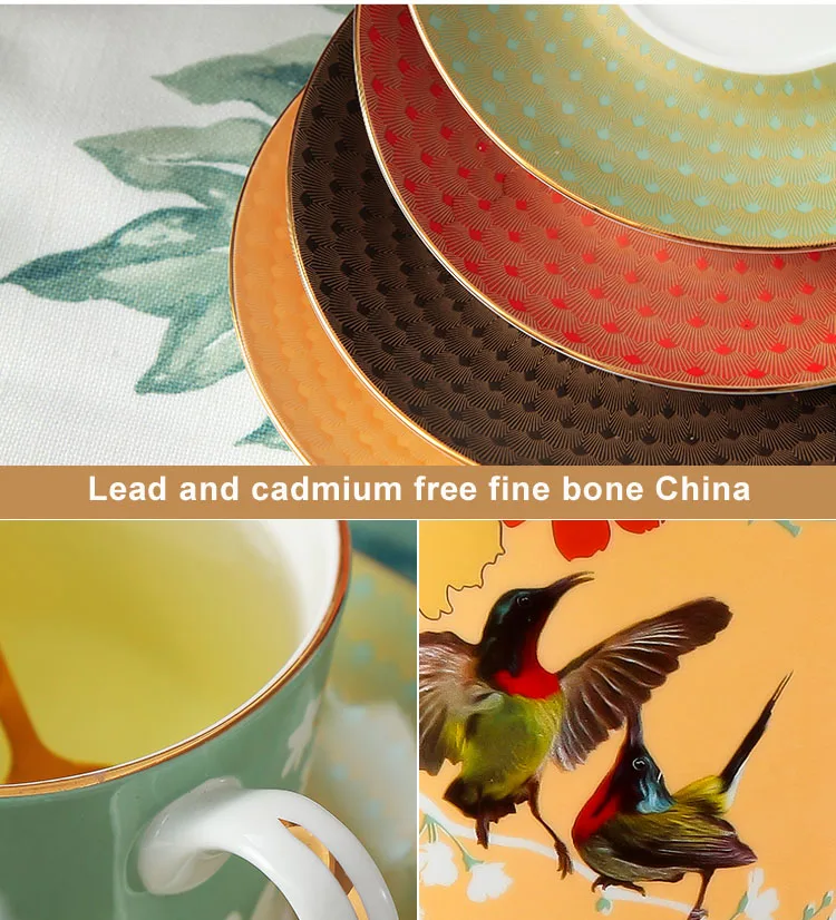 Stechcol Fine Bone China Vintage Nordic Red Tea Water Mug Ceramic Custom Print Logo Milk Coffee