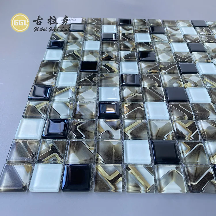 Light Luxury Design Glass Mosaic Mix Color For TV Background and Wall Tile supplier