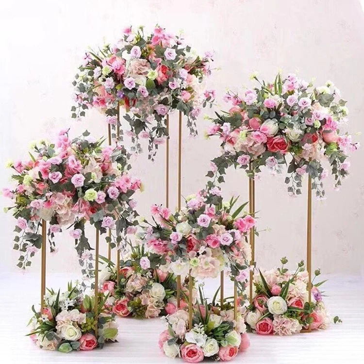Event Rectangle Frame Centerpieces Flower Stand For Wedding Table Decoration