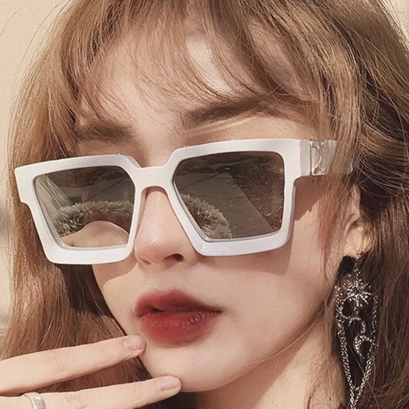 Big Square Oversized Chrome Effect Emerald Green Frame Black Lens Tattoo Hip Hop Style Unisex Eyewear Plating Sunglasses