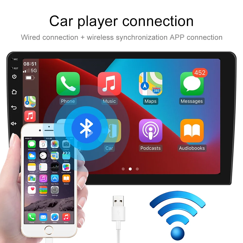 Podofo Android 2 Din 9'' Car Radio 2+64G Car Stereo for Nissan Cefiro A33 2003-2012 Wireless Carplay GPS WIFI BT FM Hifi OEM ODM