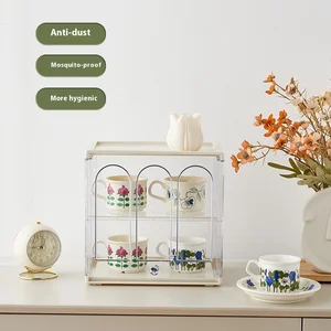 Single-Tier Transparent Acrylic Non-Folding Multifunction Cup Storage Rack Desktop Display Coffee Glasses Cleaning Tool