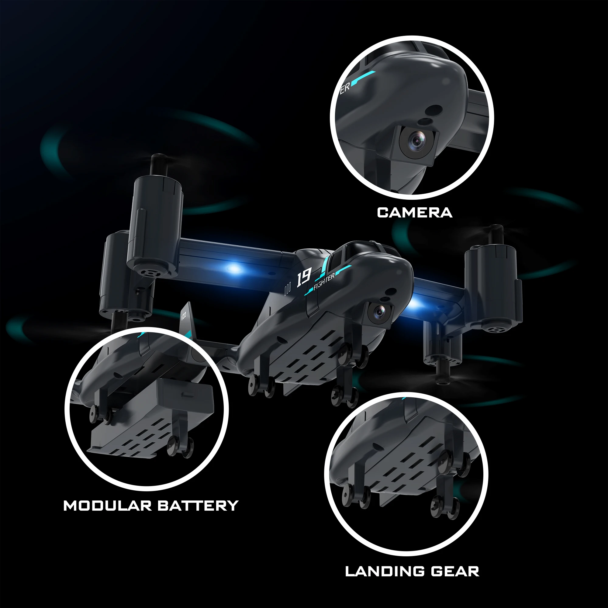 LM19 Real-Time Image Transmission 2-in-1 Fighter Aircraft Mini Drone Toy Headless Mode FPV Camera Real Time Image RC