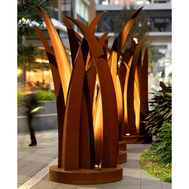 Outdoor Metal Reeds Reed Design Garden Corten Steel Residential Landscape Sculpture