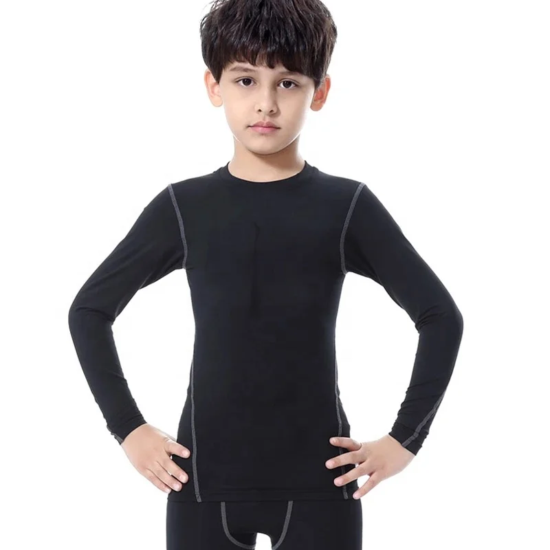 Boy’s Compression Shirt Long Sleeve TShirt Fitness Tops Rashguard Exercise Kids Sports t Shirt Kids Gym Shirt Train