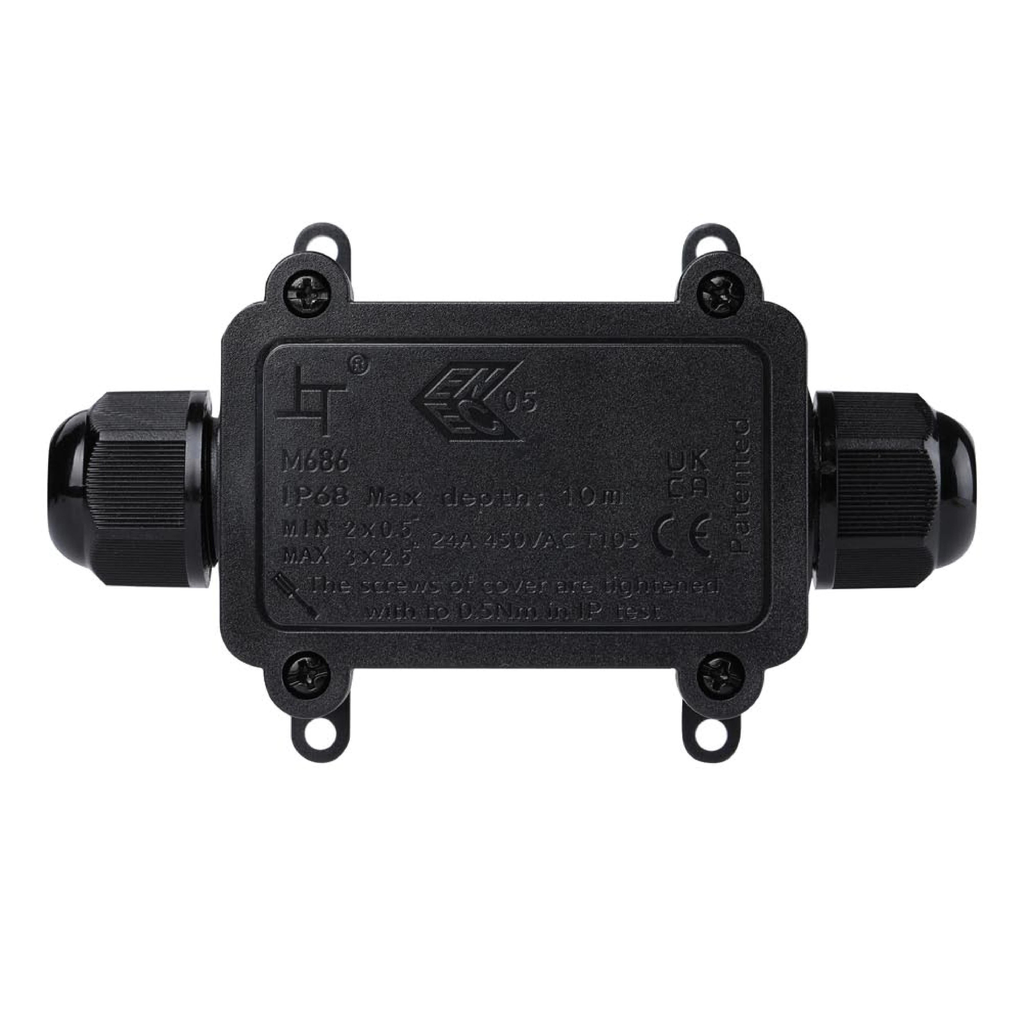 High Quality 1 in 1 Out 2 Way Junction Boxes Product IP67 Waterproof Plastic Electric Junction Box Cable Connector Box