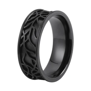 Tizti Jewelry Men's Ring Custom Engrave Hollow Stainless Steel Mens Titanium Black Zirconium Fine Jewelry Rings for Men