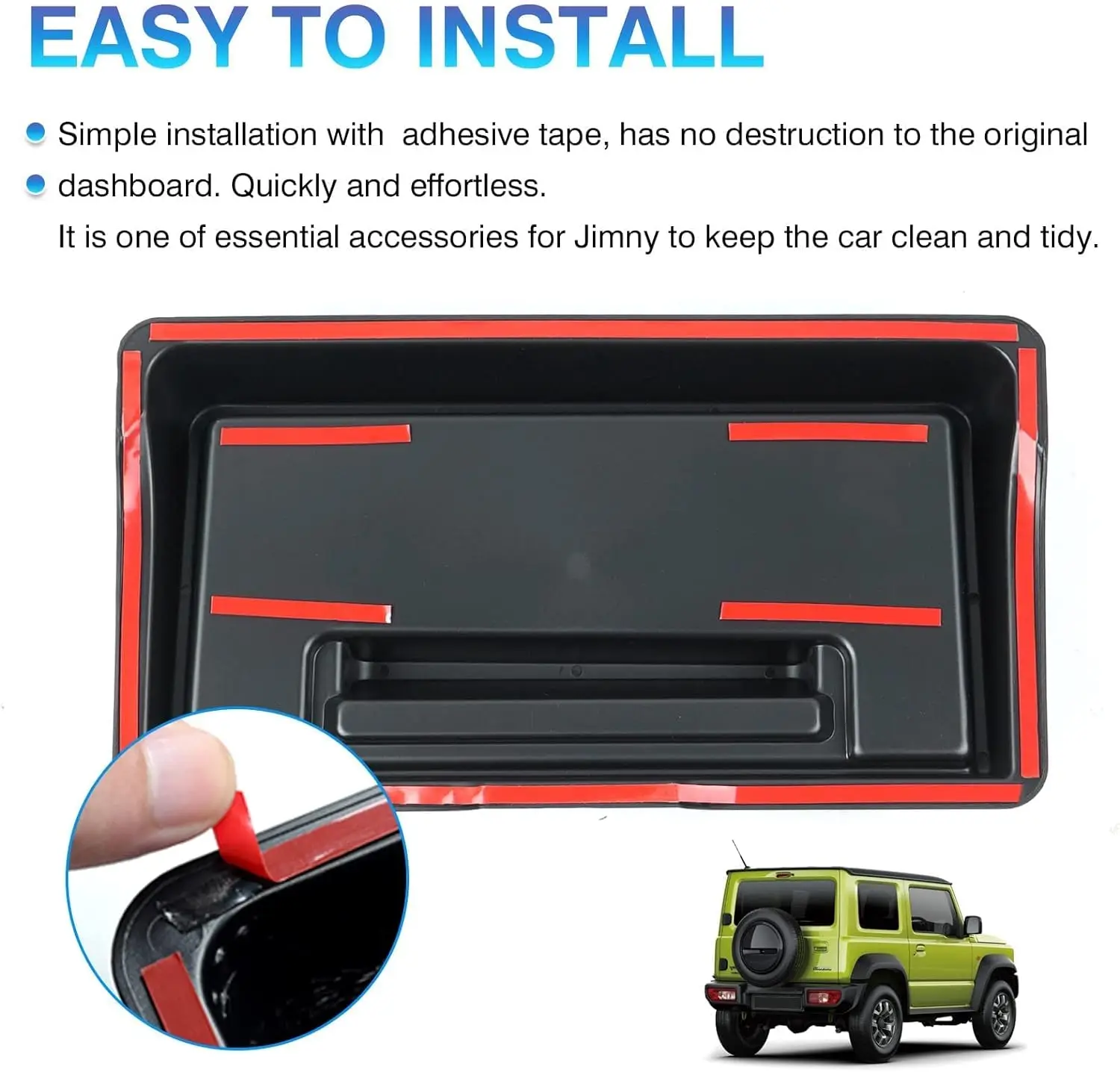 TELLIKA Dashboard Console Tray Storage Box Phone Stand Black Console Organizer for 2019 Suzuki Jimny JB64W JB74 Accessories