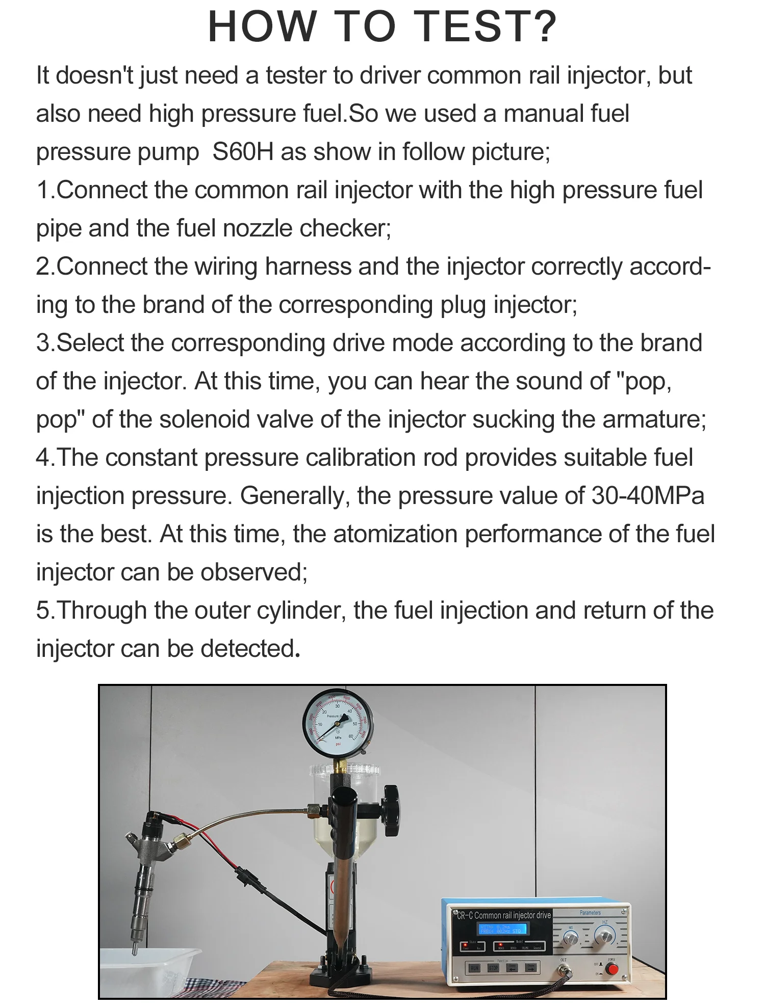 Small Simple Diesel Fuel Injector Testing Common Rail Injector Tester