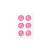 Six pink circular stickers