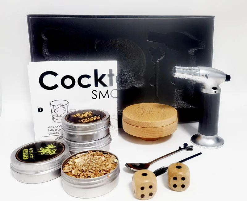 Smoker Whiskey Kit Wooden Cocktail Smoke Kit With Torch Wood Chips