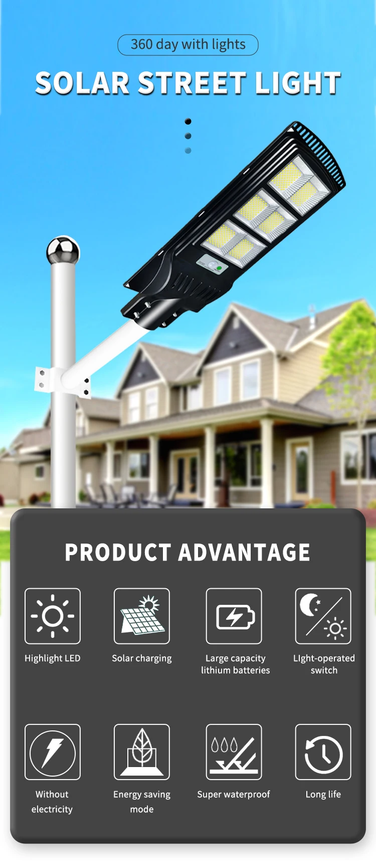 Solar Street Lamp Solar Small Street Lamp (abs Plastic) Led 150w 300w