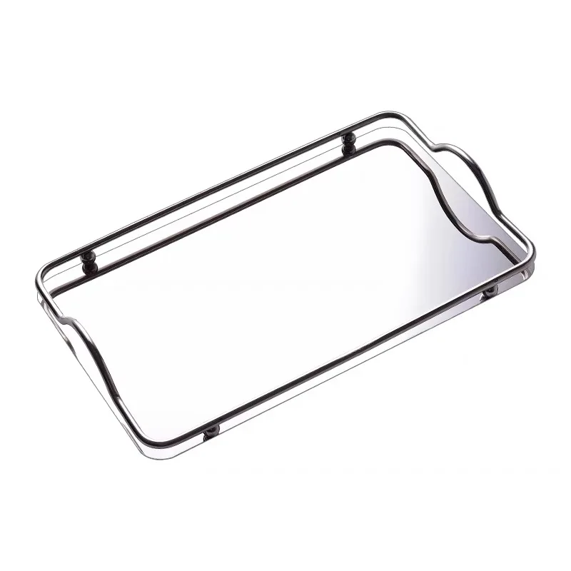 Wholesale Metal Decorative Serving Tray with Handle Stainless Steel Tea & Coffee Serving Tray_4