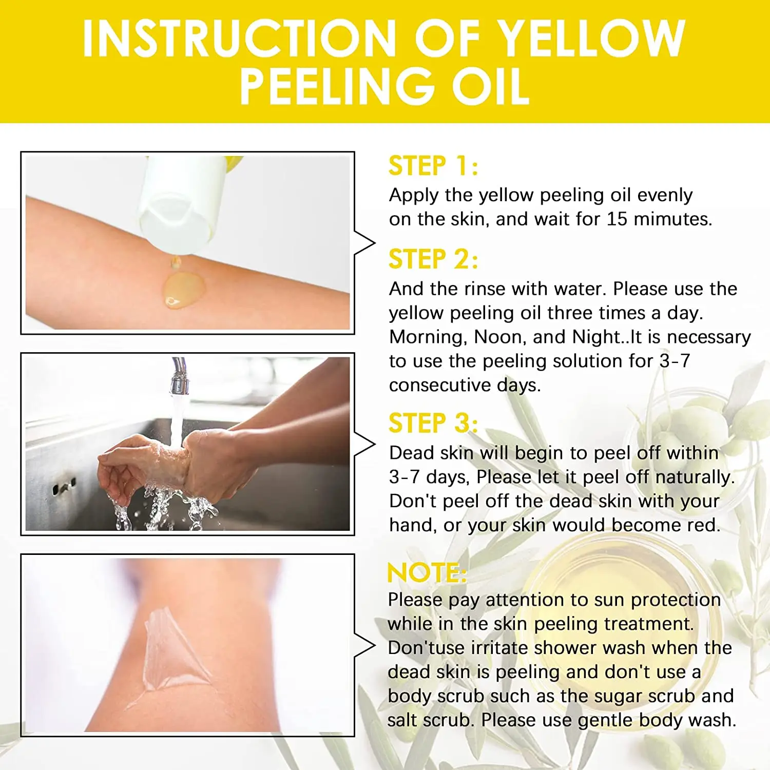 Private Label Extra Strong Peeling Oil Scar Remove Stretch Marks Whitening Yellow Peeling Oil