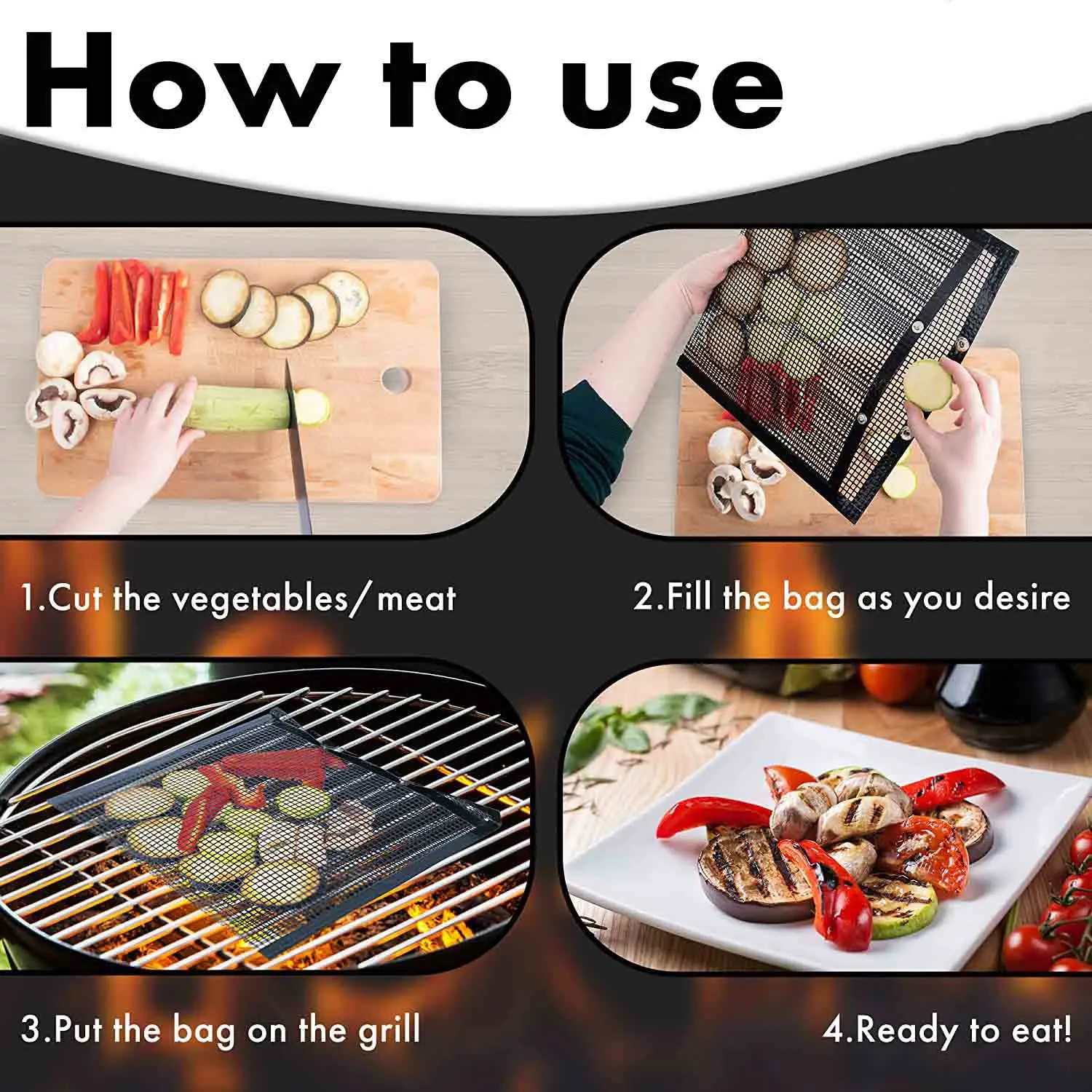 Estink- Tappetino a Rete per griglia di Barbecue, Bake Bag Antiaderente per Barbecue Borsa per Grigliare Resistente al Calore Strumento per panico all'aperto(26 x 27cm
