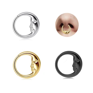 Surgical Steel Nose Piercing Jewelry Sexy Nose Ring Cartilage Helix Daith Earrings  Moon Shape Hinged Clicker