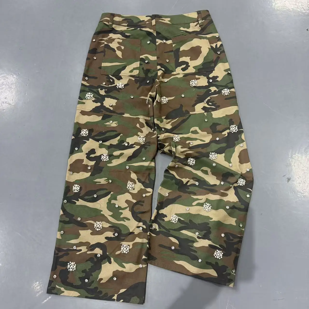 Carpenter Pants Oversized Custom Heavy Thick Vintage Straight Wide Leg Baggy Rhinestone Sweatpants Tracks Camo Cargo Pants Men gallery 5