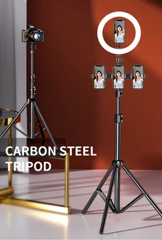 Fotopro 1.7m 2.1m Carbon Steel Heavy Duty Light Stands Camera Smartphone Studio Ring Light Tripod detail image