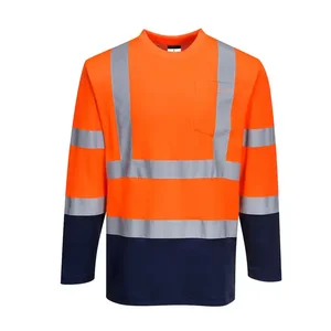 EN20471 High Visibility Work Wear Unisex Long Sleeve Welding Engineering Industrial Mining Reflective Safety Hi Vis Work Shirt