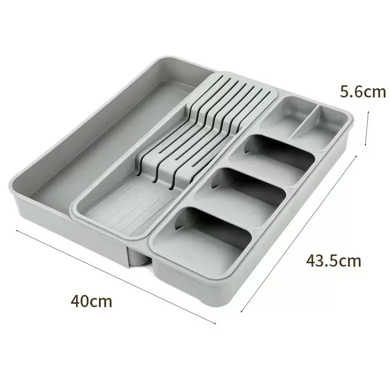 Hot Selling Kitchen Accessories Expandable Cutlery Drawer Storage Organizer Tray Plastic aperçu 4