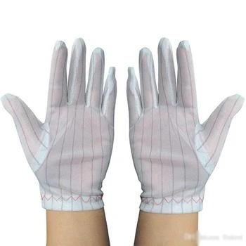 ESD Anti-Static Safety Gloves Conductive Carbon Wire Conductive Carbon Wire industrial white PU dots carbon For Electronic