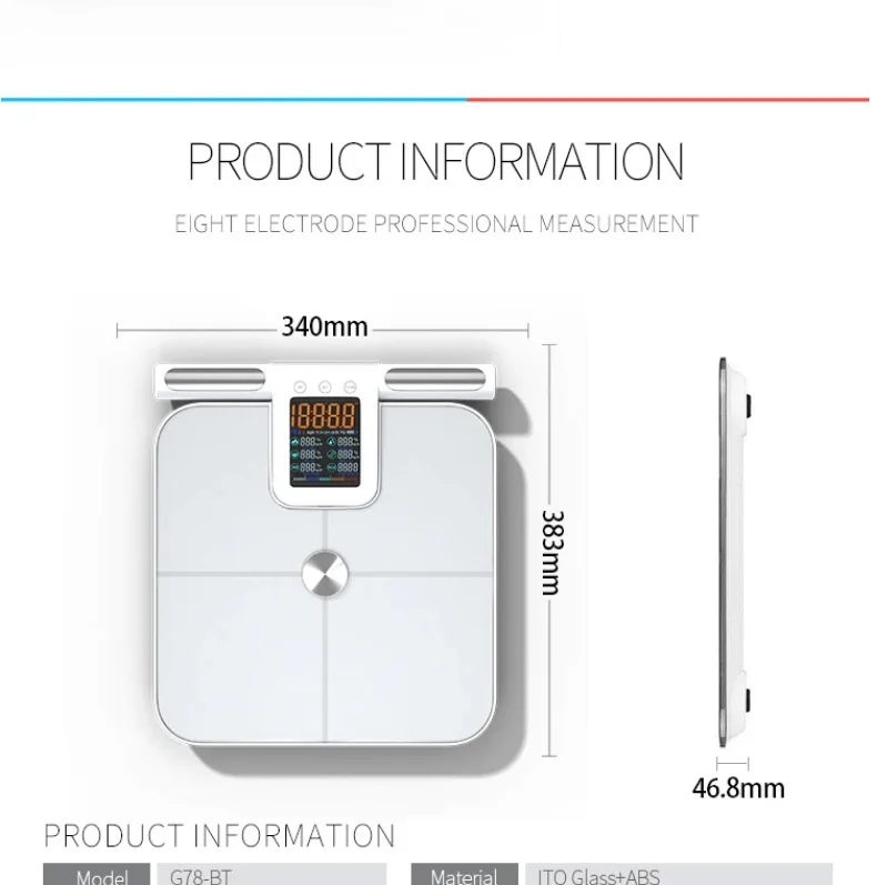 Factory Portable 8 Electrode body scale smart bathroom bmi Body fat Analyzer portable electronic digital weighting scale