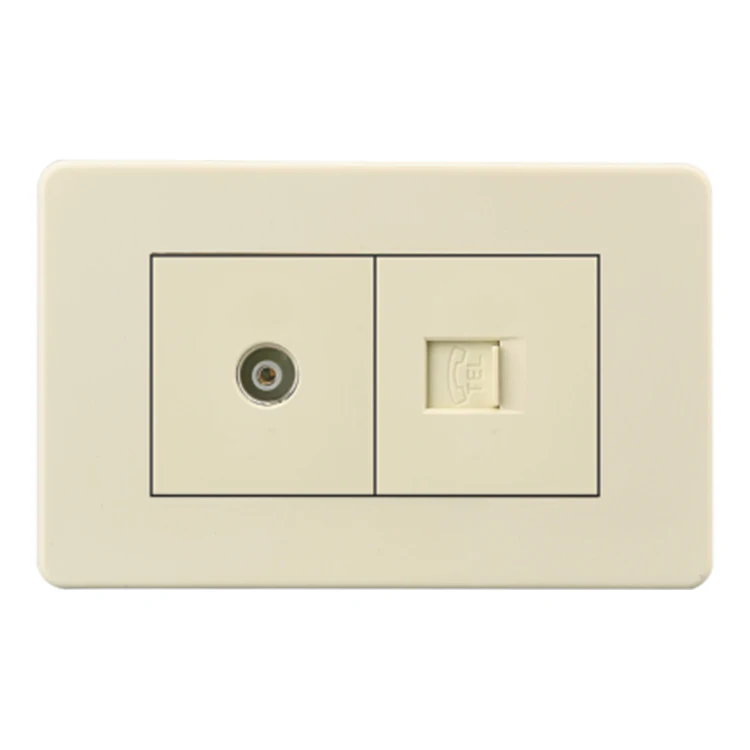 Us Standard Universal 2 Pin Dauble Wall Outlet Pc Wall Tel and Tv Socket for Household