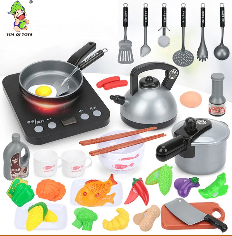 44 Pieces Children Mini Kitchen Toy Cookware Pot Pan Kids Pretend Cook Play Toy 