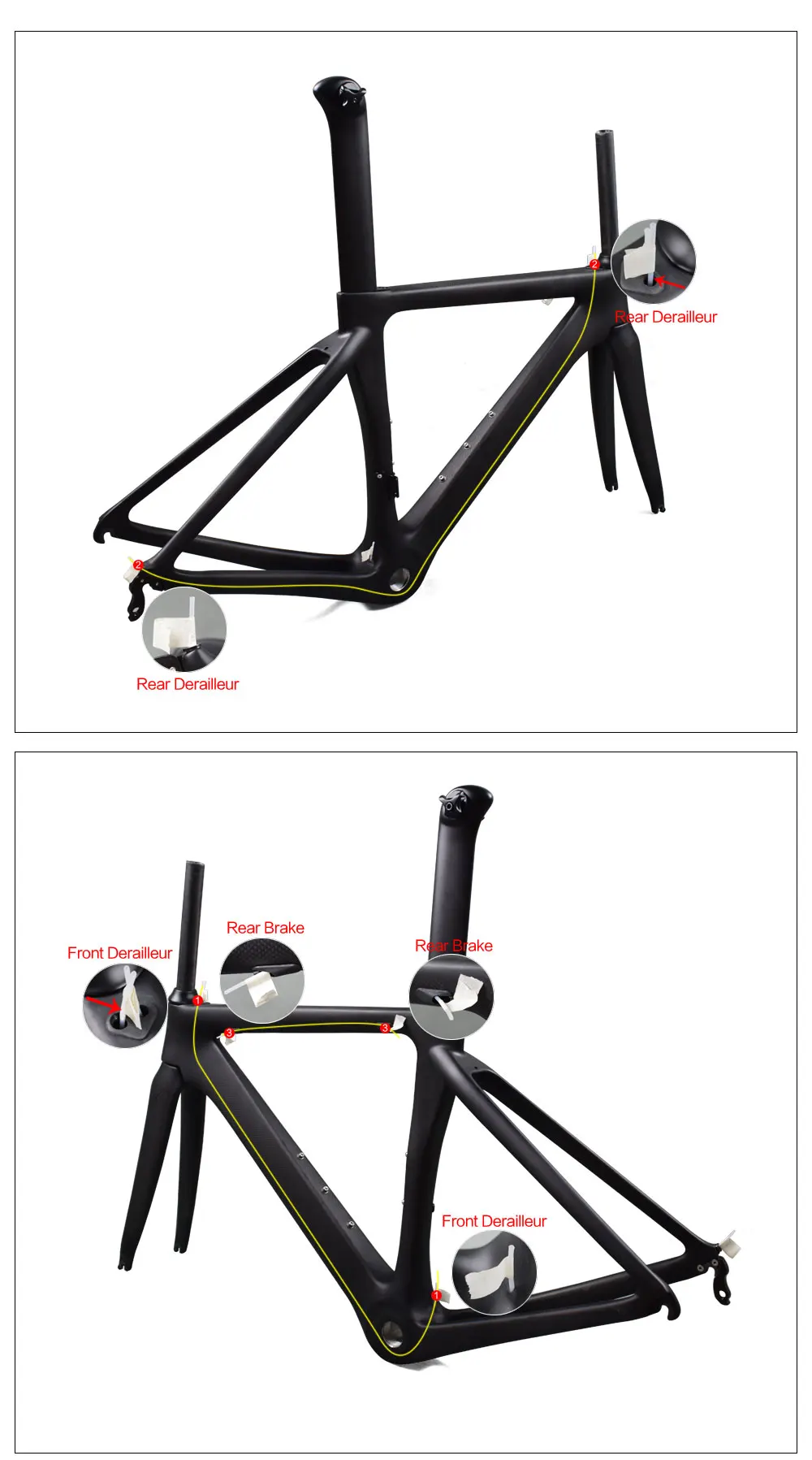 Airwolf Carbon Road Bike Frame Di2 And Mechanical Framework Bicycle