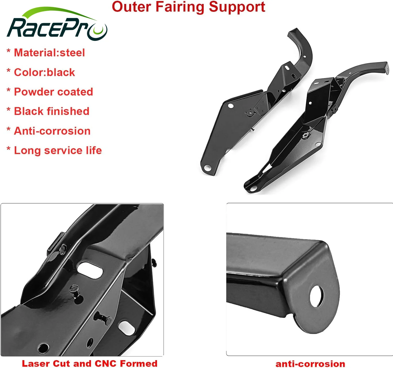 RACEPRO Motorcycle Batwing Head Outer Fairing Support Bracket for Harley Electra Glide FLHT & Street Glide FLHX 1996-2013