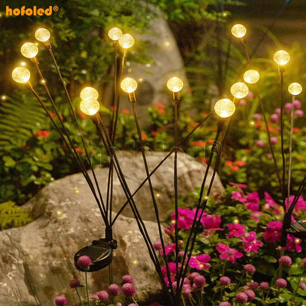 Hofoled Waterproof Firework 6/8/10 Heads Led Solar Garden Light Powered ...