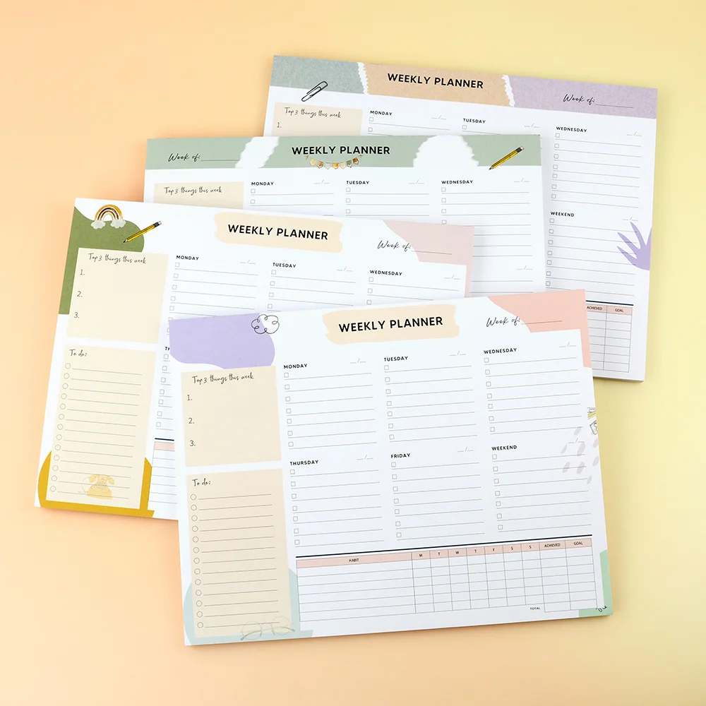 Notepad Custom Printed Weekly Daily to Do List 52 Tear Off Sheet School Stationery Planner Pad Notepad