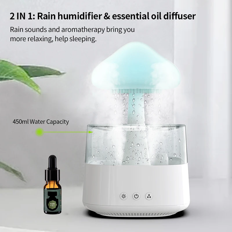 Desktop Aroma Oil Diffuser Mist Air Humidifier Rain Cloud Smell ...