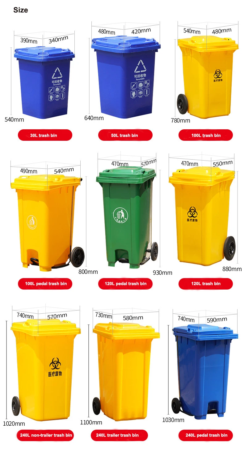 Outdoor Plastic Waste Bin Trash Can With Wheels And Pedal Buy 240l
