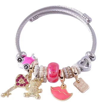Fashionable Metal Versatile Simple Key Bear Lip Multi Element Accessories Personalized Bracelet
