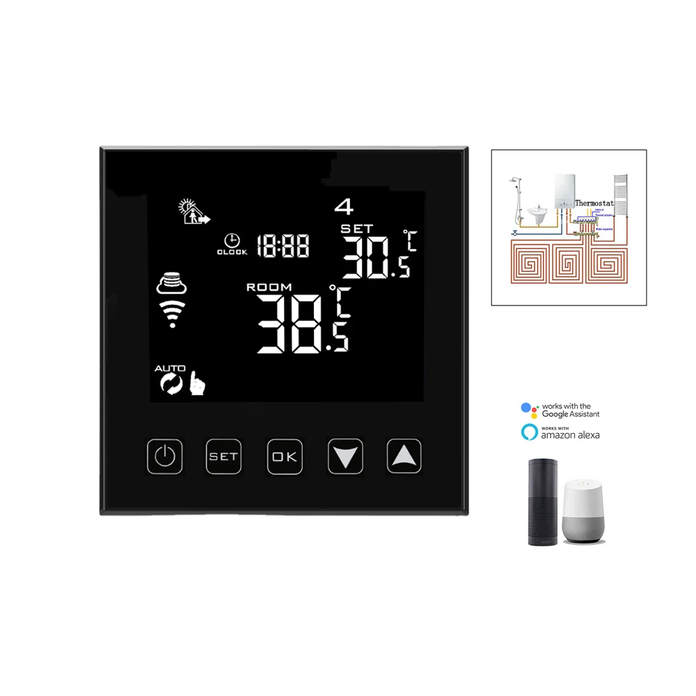 HY603 WIFI Smart Home Products Thermostat Motorized Ball Valve Water Controller Wifi 24 v Ac Radiator Hysen