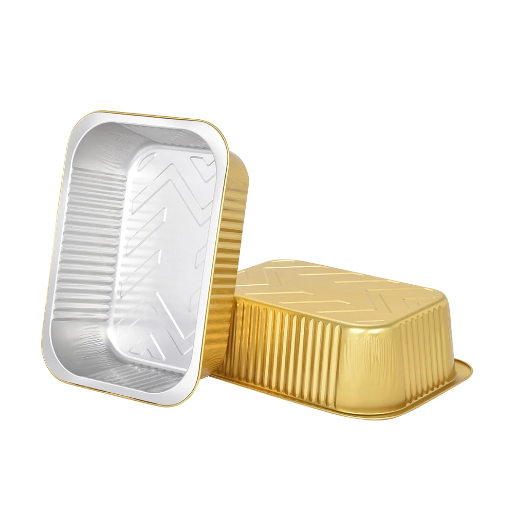 product c3300 111oz 3300ml gold aluminum foil container food grade disposable catering pan for cooking  baking for packaging-2