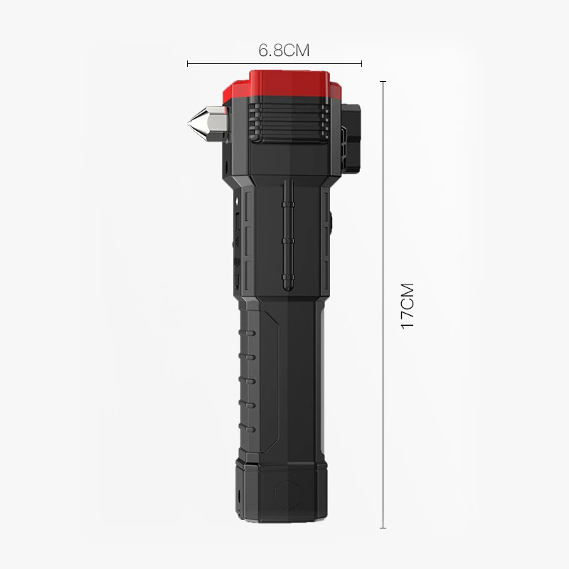 Function Usb Rechargeable Led Flashlight Safety Torch Window Breaker and Seatbelt Cutter Flashlight
