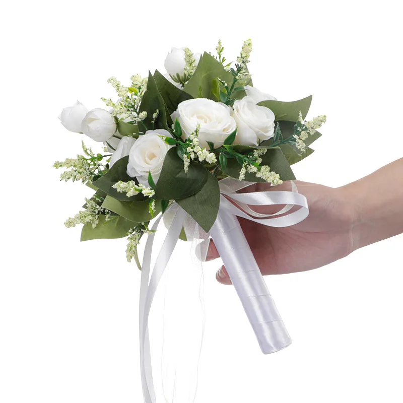 White Champagne Artificial Roses Flowers Wedding Decoration Wedding ...