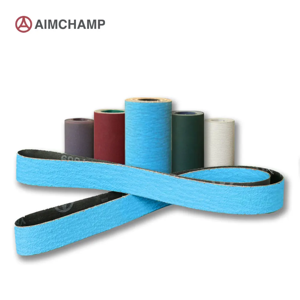 AIMCHAMP Zirconia Sanding Belt Best Quality Roll Type Abrasive Customized Size P40 P120 Resistant Overheating Metal Working