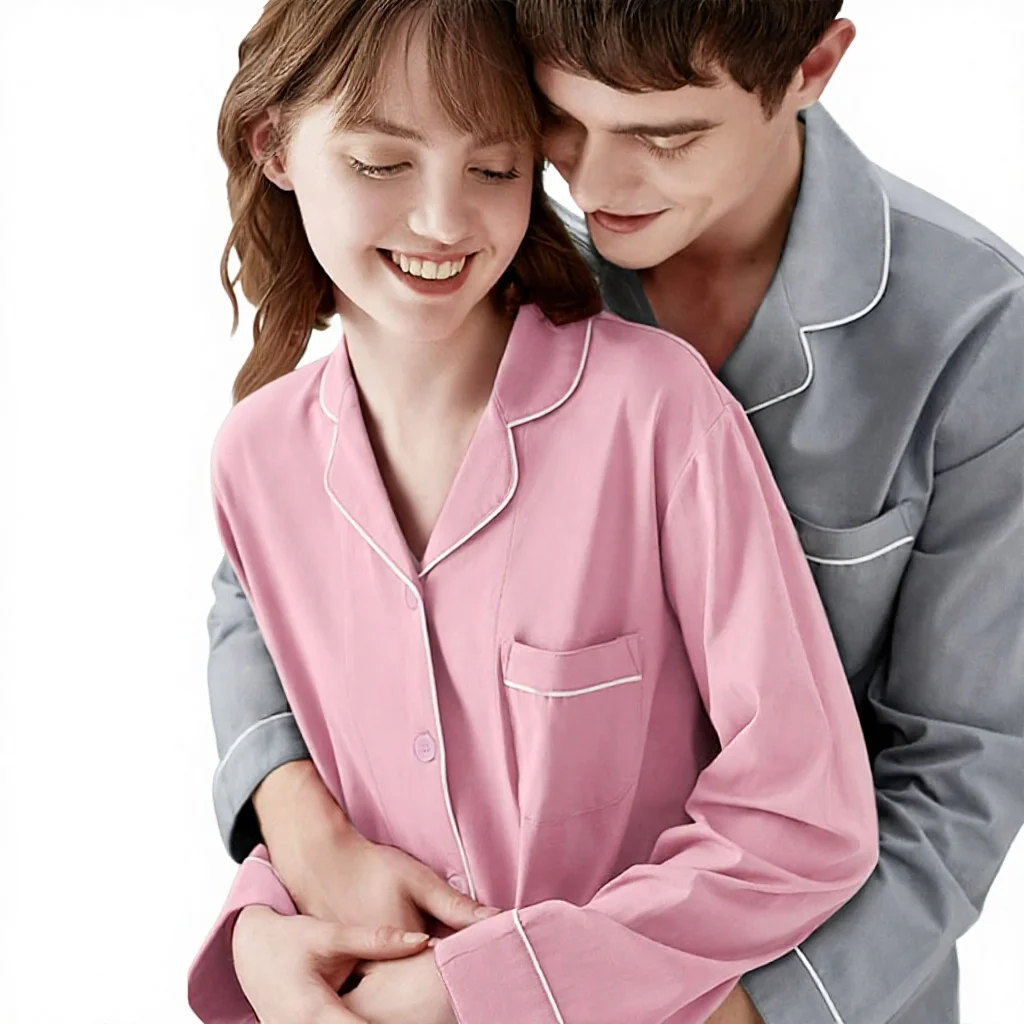 Logo Private Label Wholesale Breathable Bamboo Fiber Long Sleeve Loose Plus Size Casual Homewear Men Women Pajamas