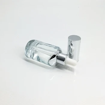 Oval Round 30ml 50ml Glass Serum Oil Dropper Bottle with Pump