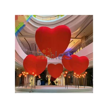 2m hanging big red heart inflatable model for mall decoration for wedding for stage decorative inflatable red heart model